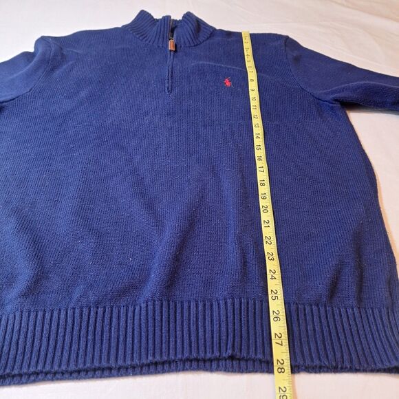Polo Ralph Lauren Vintage Cobalt Blue Knit Quarter Zip Sweater Ivy Prep Size XL - Picture 4 of 9